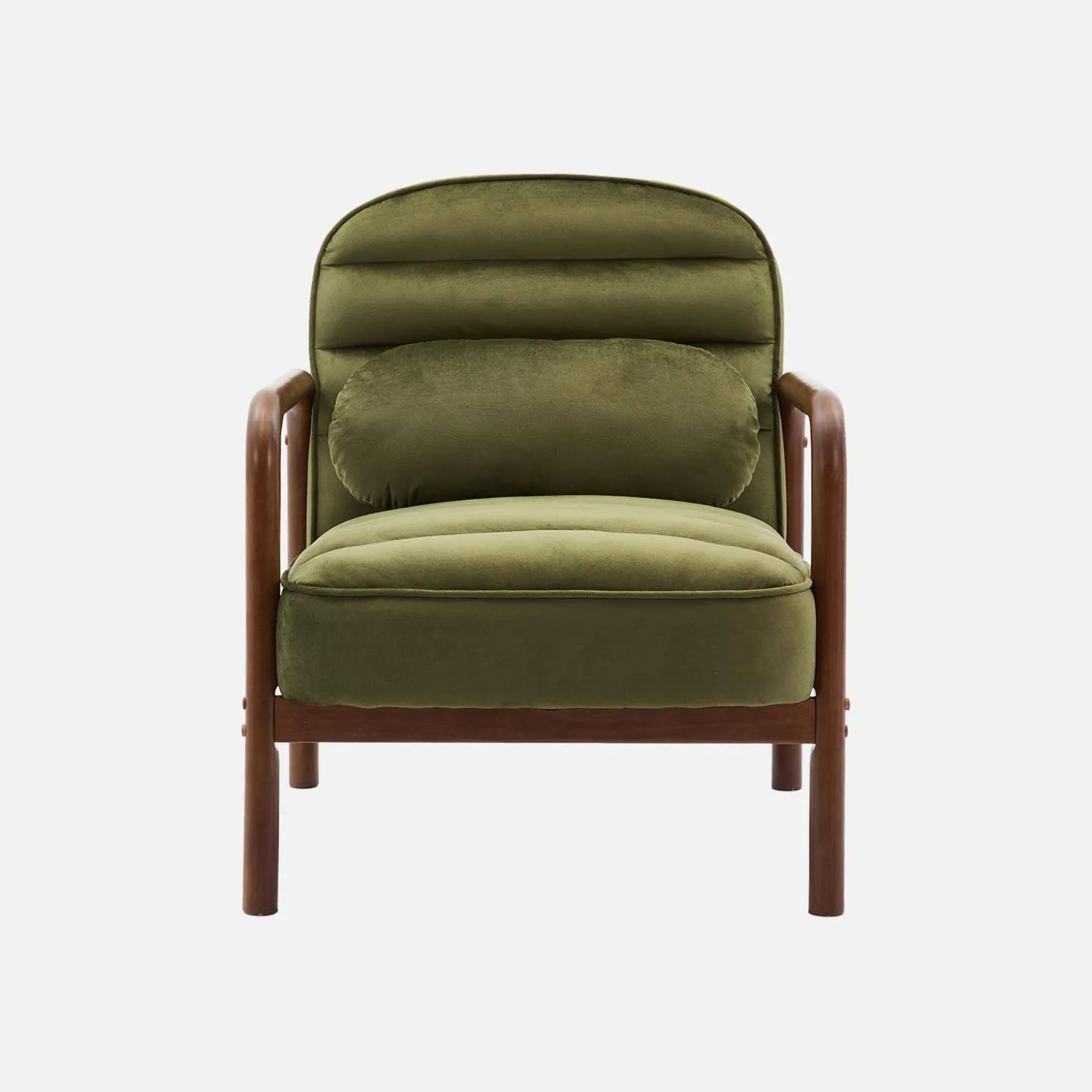Fauteuil met walnootkleurig hout en fluweel