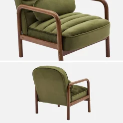 Fauteuil met walnootkleurig hout en fluweel