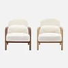 Fauteuil met walnootkleurig hout en imitatiebonteffect