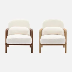Fauteuil met walnootkleurig hout en imitatiebonteffect