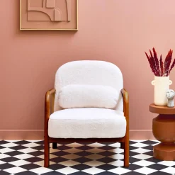 Fauteuil met walnootkleurig hout en imitatiebonteffect