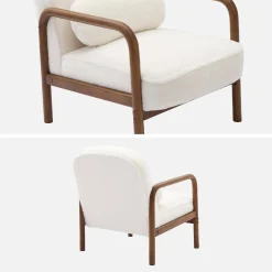 Fauteuil met walnootkleurig hout en imitatiebonteffect