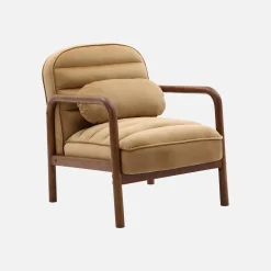 Fauteuil met walnootkleurig hout en fluweel