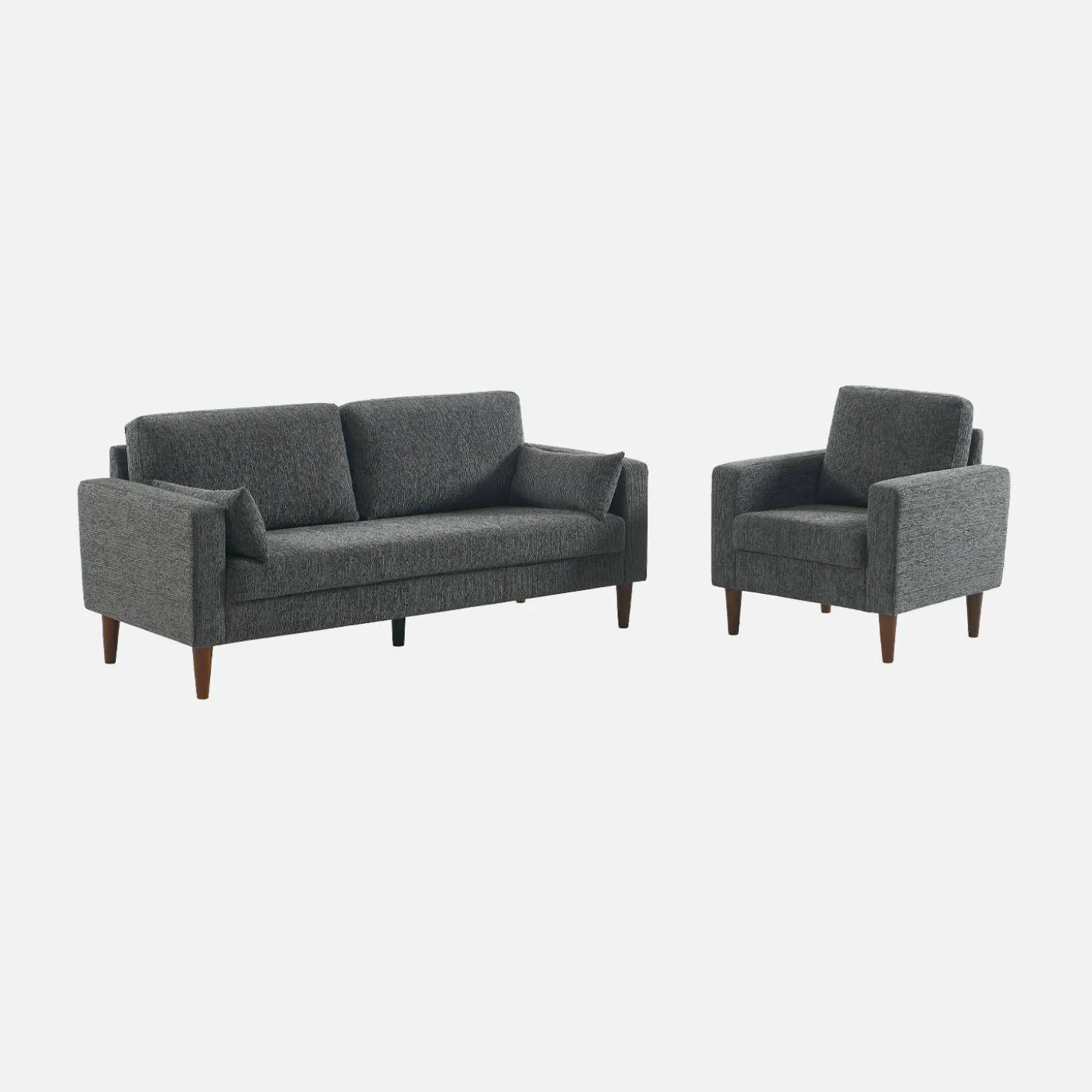 Fauteuil rubberhout en chenille stof