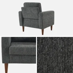 Fauteuil rubberhout en chenille stof