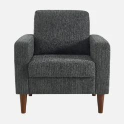 Fauteuil rubberhout en chenille stof