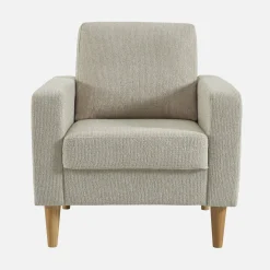 Fauteuil rubberhout en chenille stof