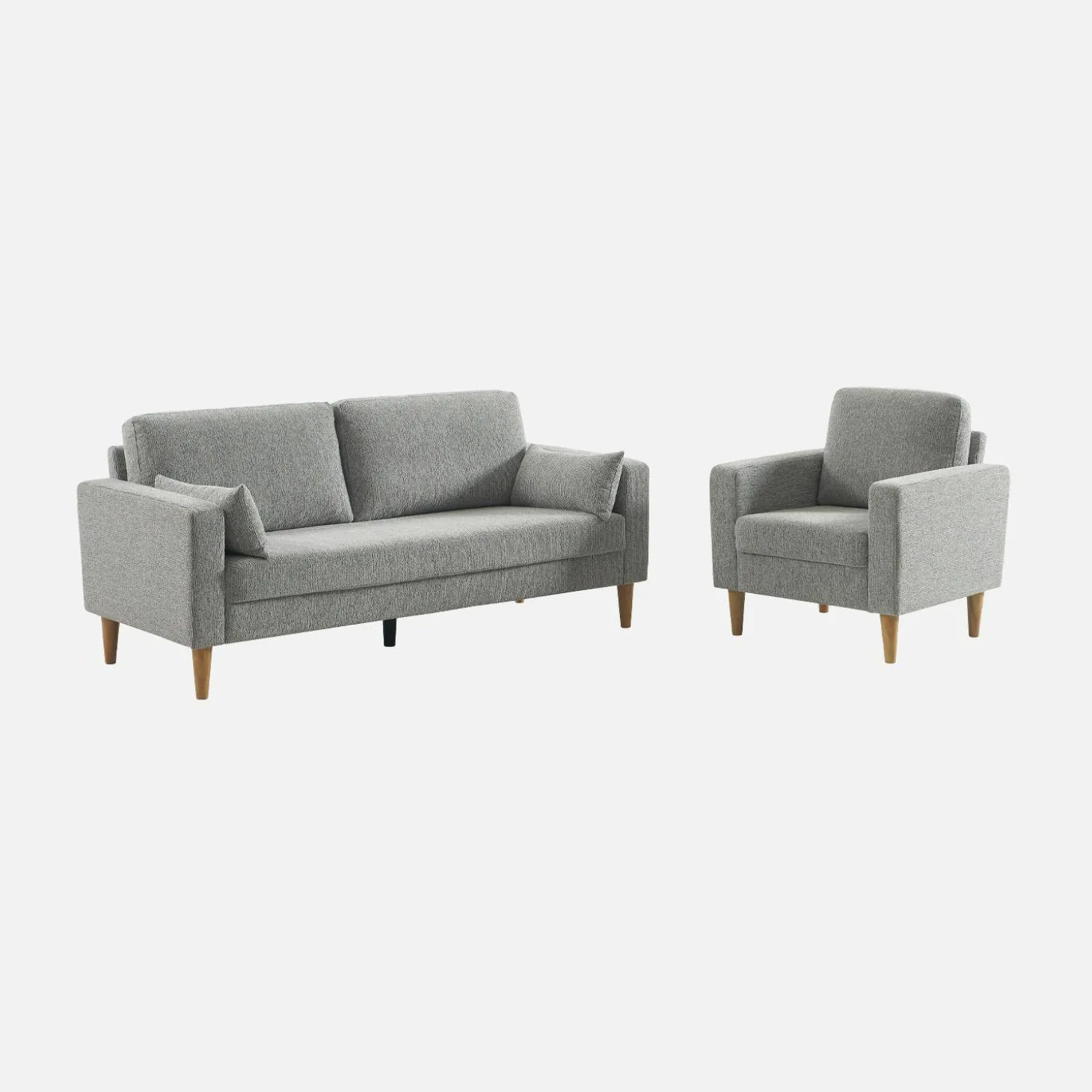 Fauteuil rubberhout en chenille stof