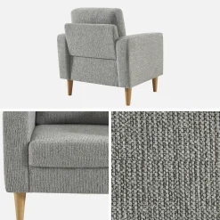 Fauteuil rubberhout en chenille stof