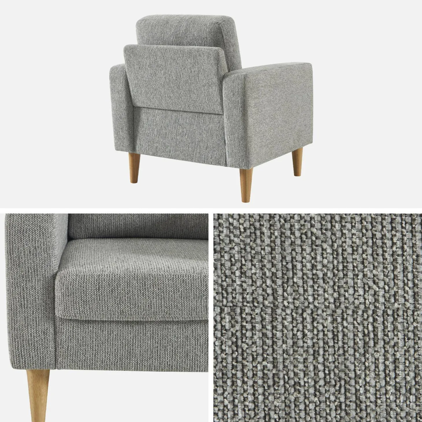 Fauteuil rubberhout en chenille stof