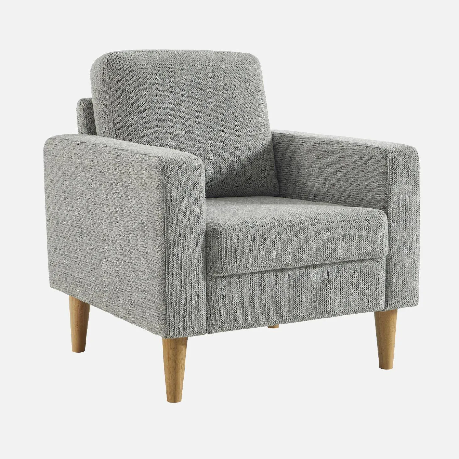 Fauteuil rubberhout en chenille stof