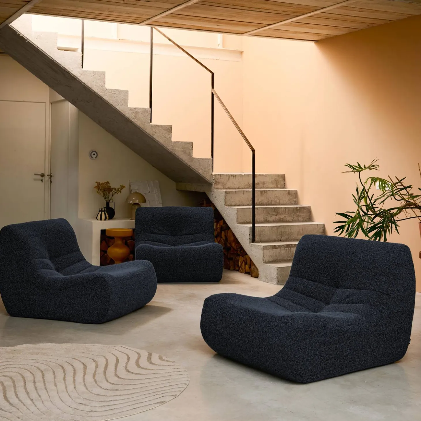 Fauteuils alpaca-effect stof Sokol 1 zitplaats (set van 3)