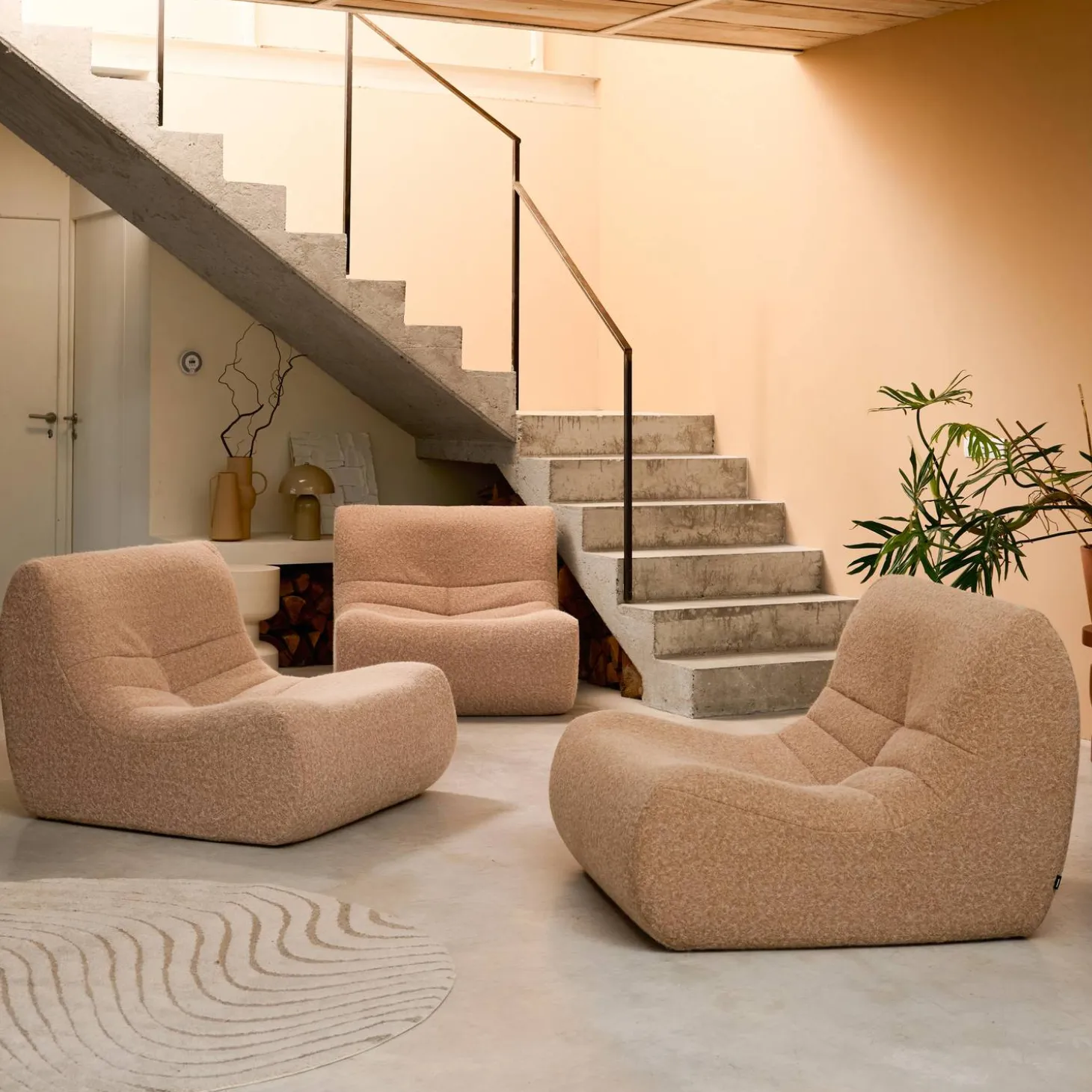 Fauteuils alpaca-effect stof Sokol 1 zitplaats (set van 3)