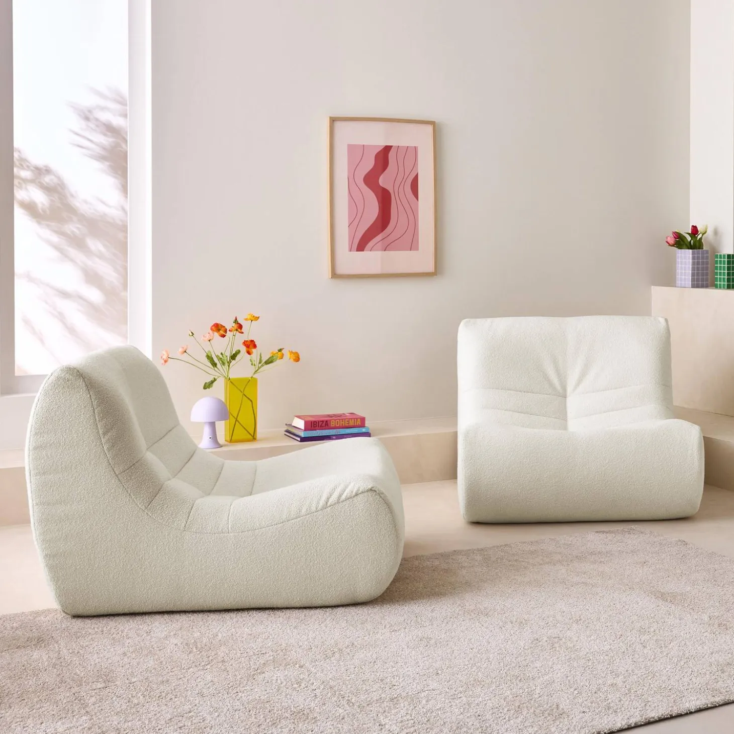 Fauteuils boucléstof Sokol 1 zitplaats (set van 2)