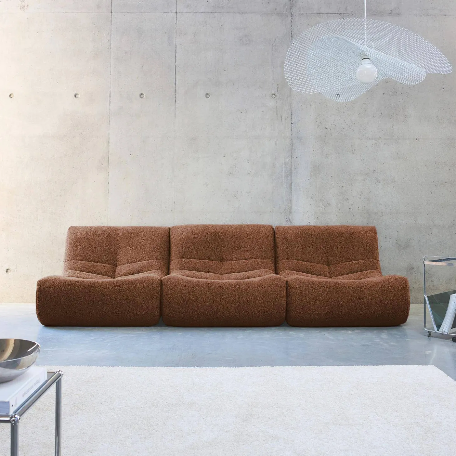 Fauteuils boucléstof Sokol 1 zitplaats (set van 3)
