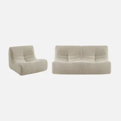 Fauteuils boucléstof Sokol 1 zitplaats (set van 3)