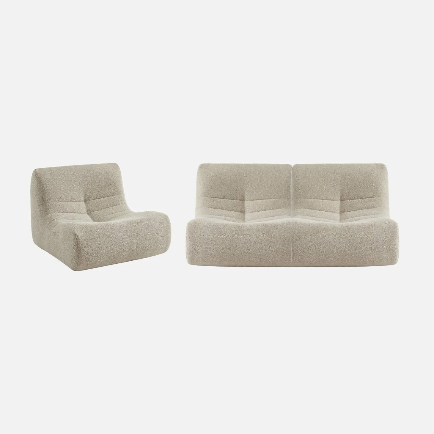 Fauteuils boucléstof Sokol 1 zitplaats (set van 3)