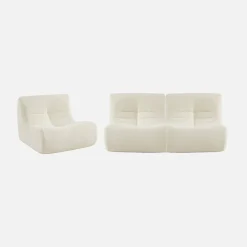 Fauteuils boucléstof Sokol 1 zitplaats (set van 3)