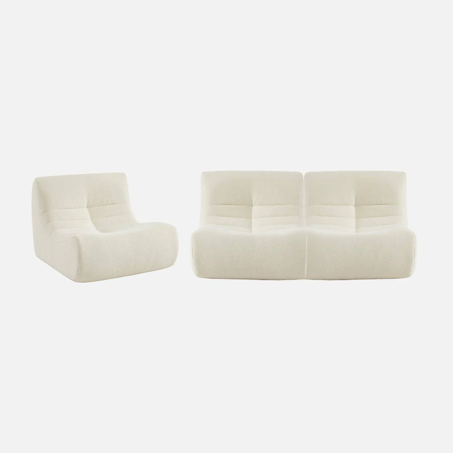 Fauteuils boucléstof Sokol 1 zitplaats (set van 3)