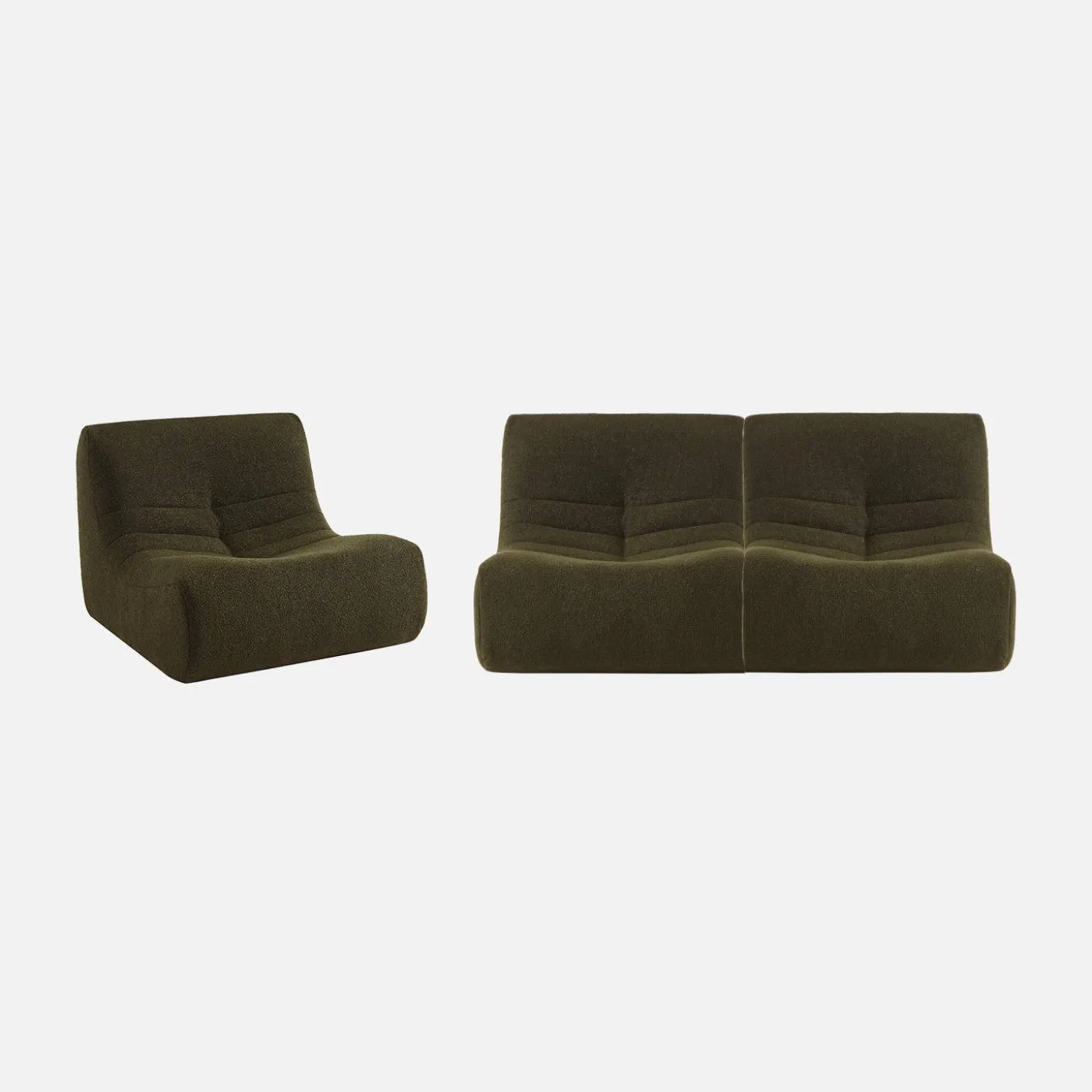 Fauteuils boucléstof Sokol 1 zitplaats (set van 3)