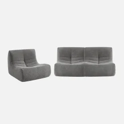 Fauteuils boucléstof Sokol 1 zitplaats (set van 3)