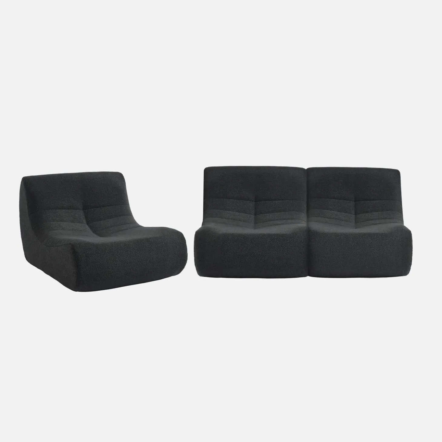 Fauteuils boucléstof Sokol 1 zitplaats (set van 3)