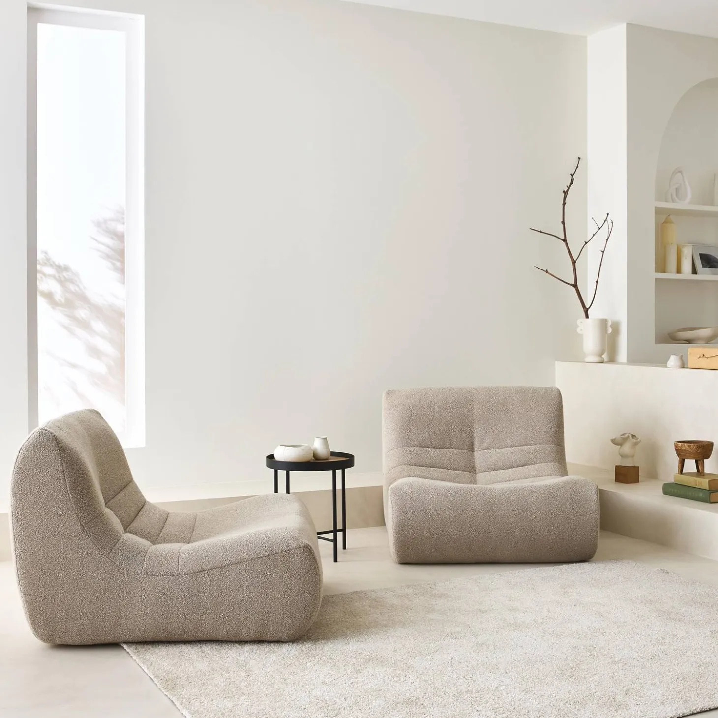 Fauteuils boucléstof Sokol 1 zitplaats (set van 2)
