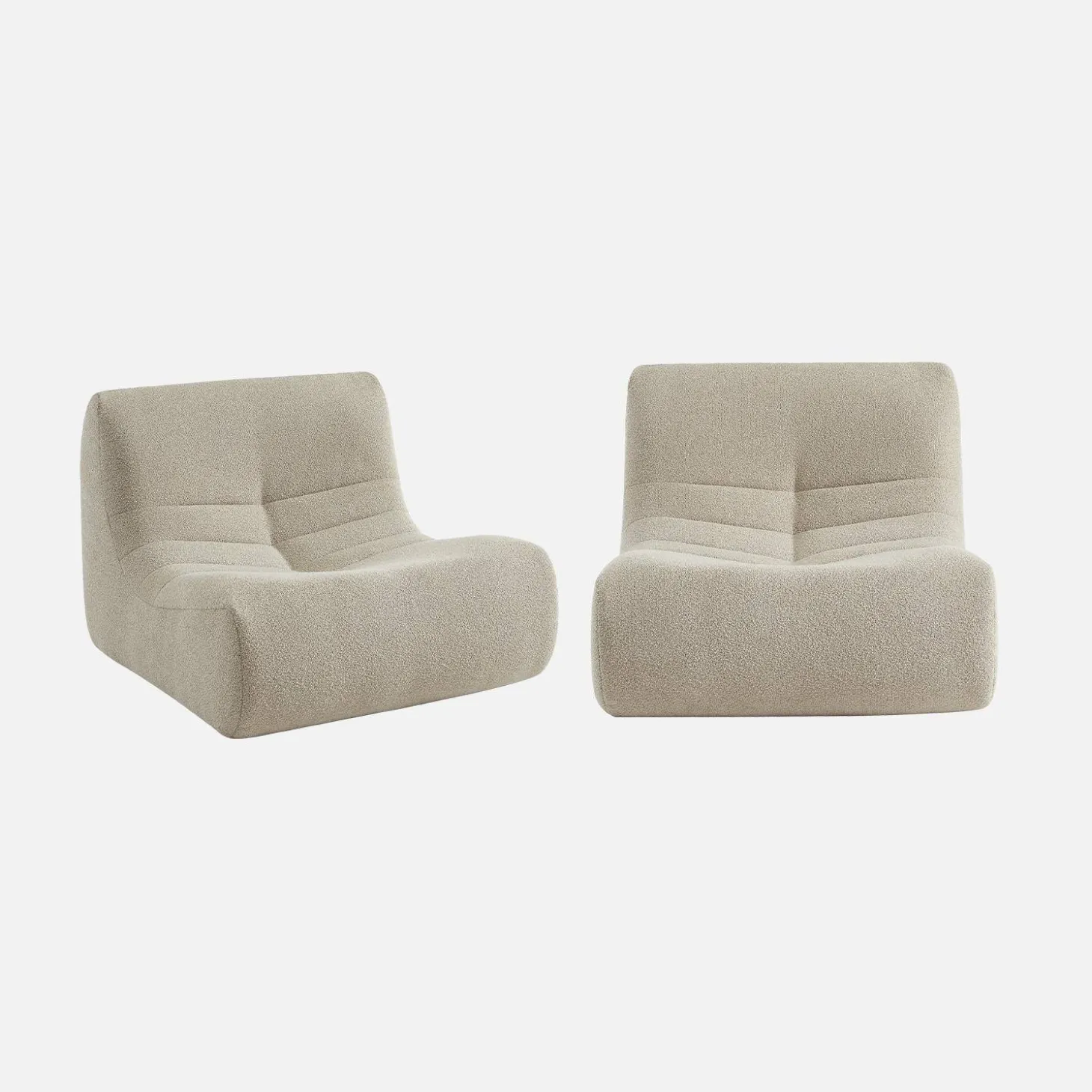 Fauteuils boucléstof Sokol 1 zitplaats (set van 2)