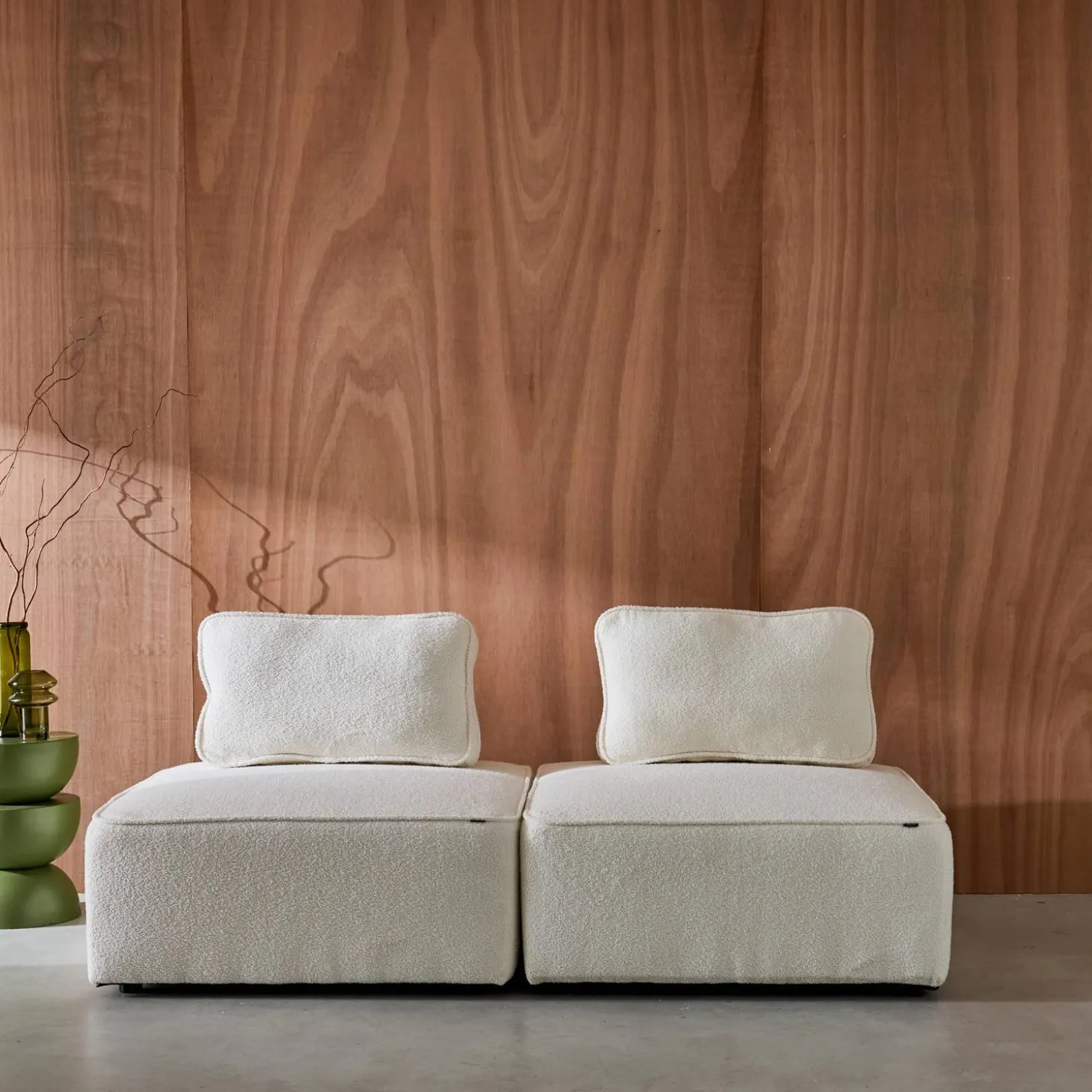 Fauteuils boucléstof 1 zitplaats (set van 2)