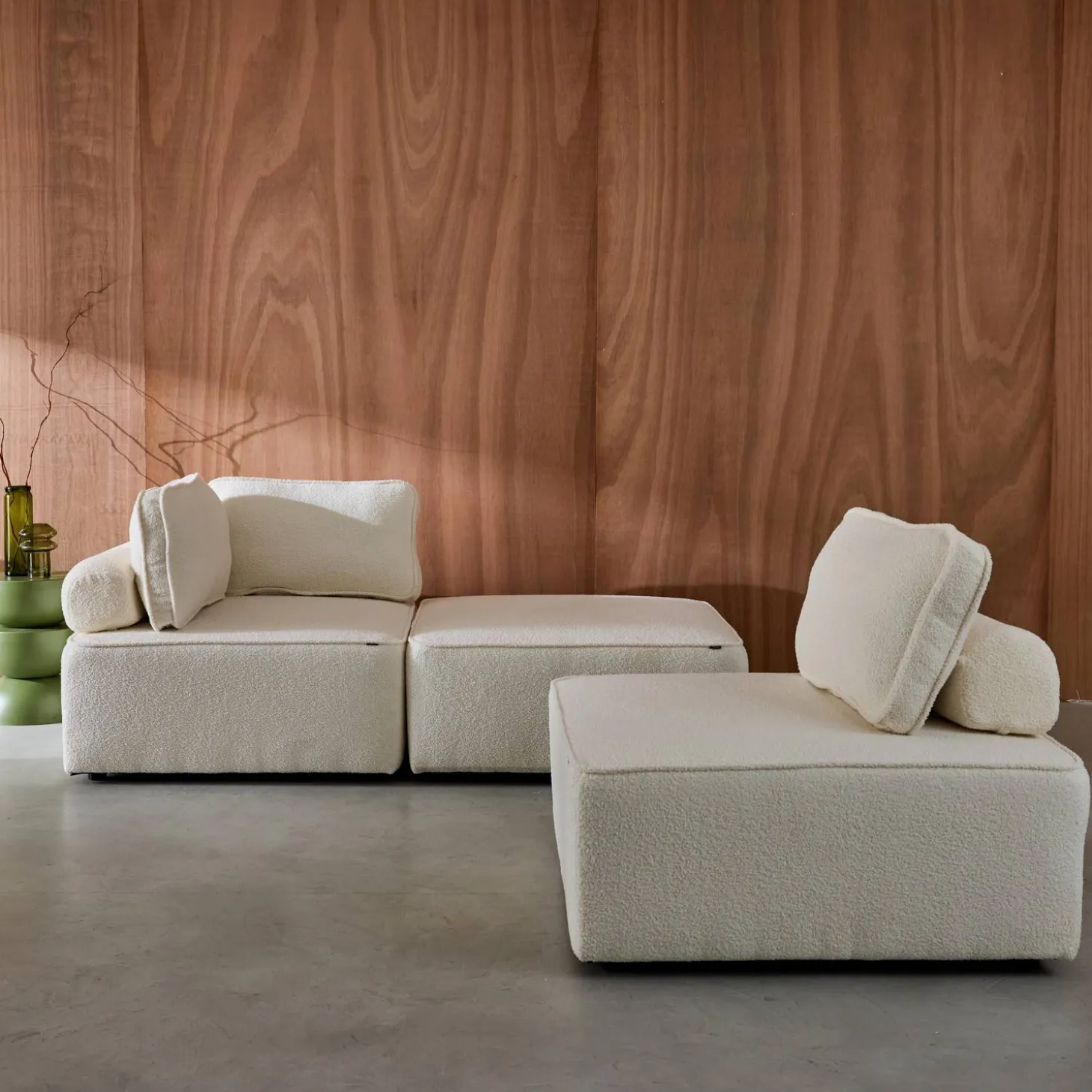 Fauteuils boucléstof 1 zitplaats (set van 3)