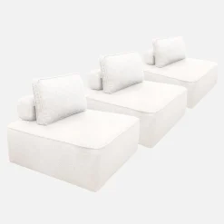 Fauteuils boucléstof 1 zitplaats (set van 3)