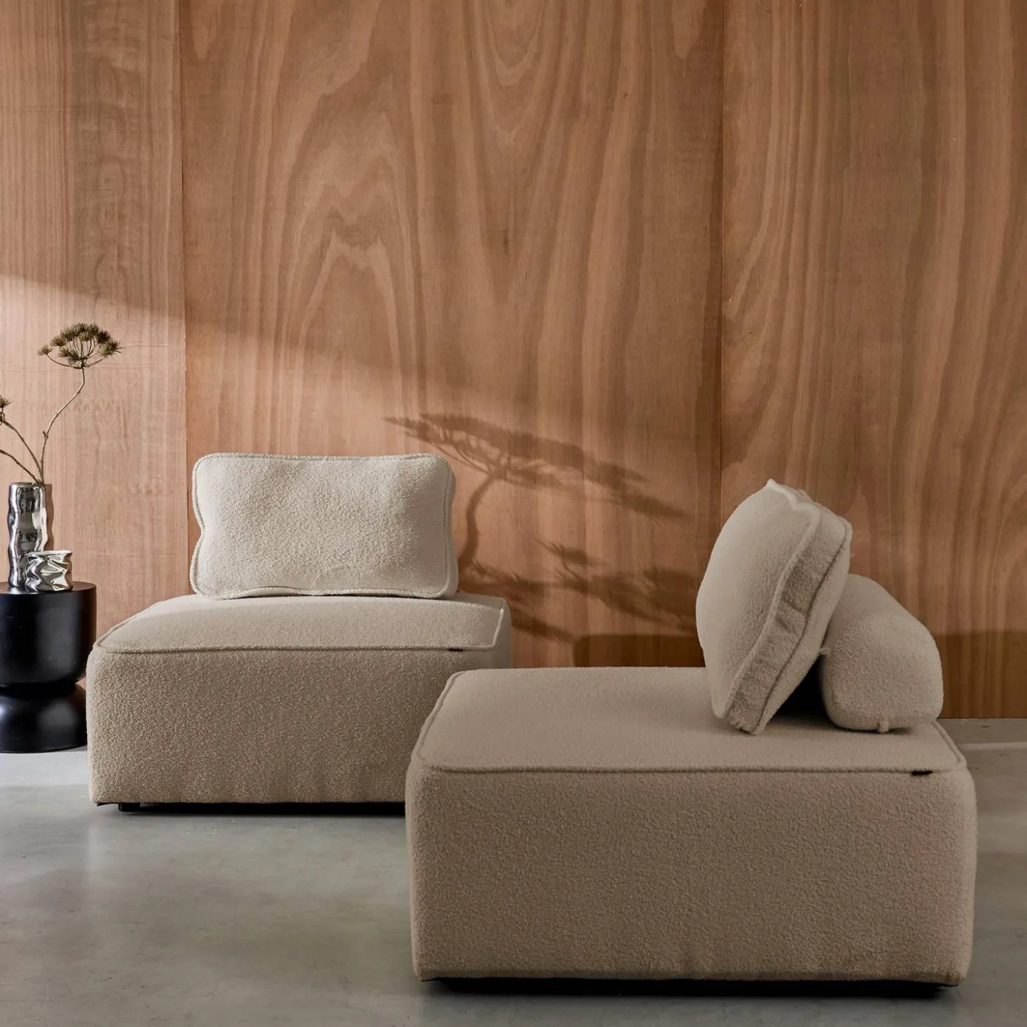Fauteuils boucléstof 1 zitplaats (set van 2)