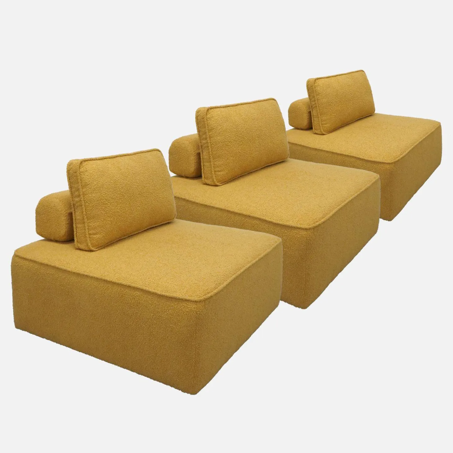 Fauteuils boucléstof 1 zitplaats (set van 3)