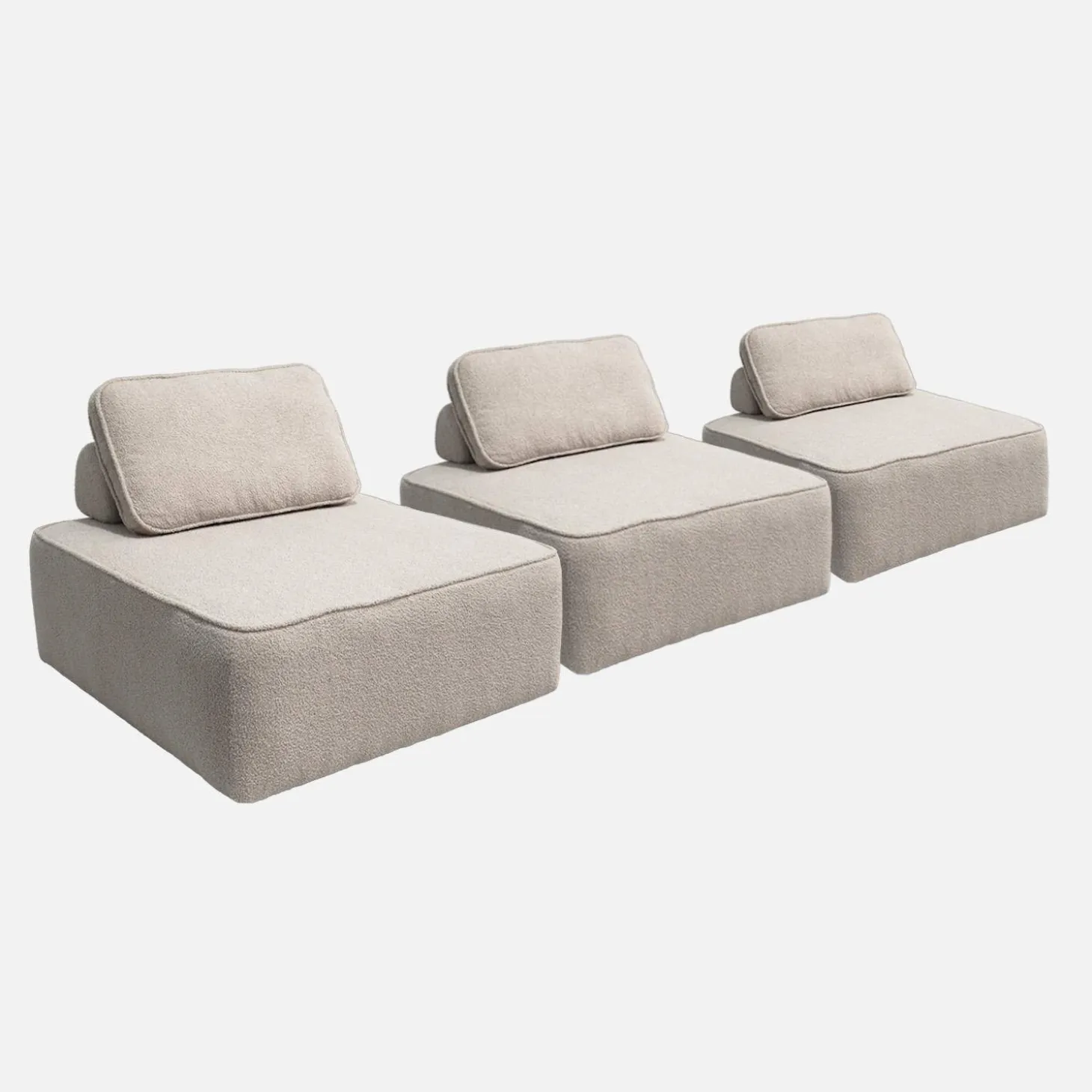 Fauteuils boucléstof 1 zitplaats (set van 3)