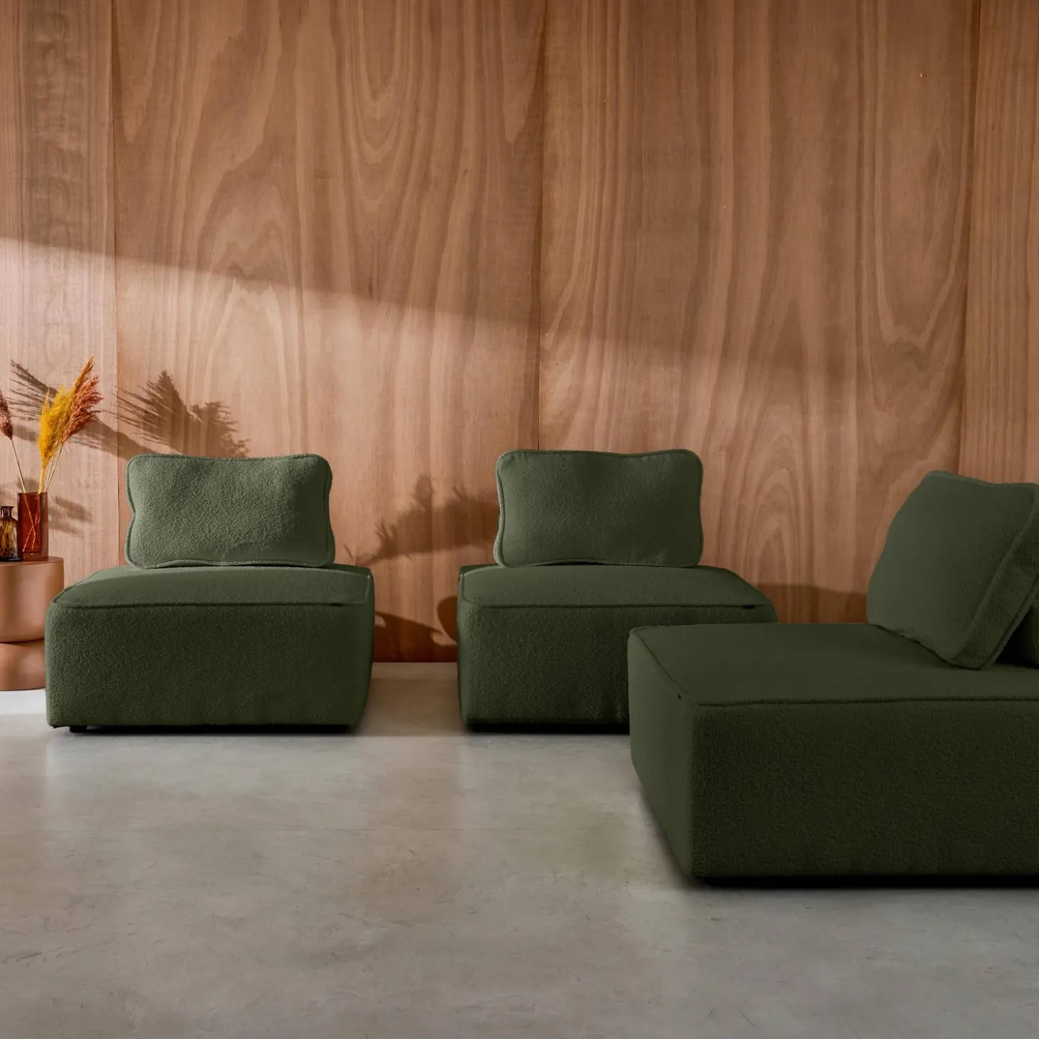 Fauteuils boucléstof 1 zitplaats (set van 3)