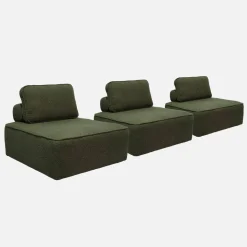 Fauteuils boucléstof 1 zitplaats (set van 3)