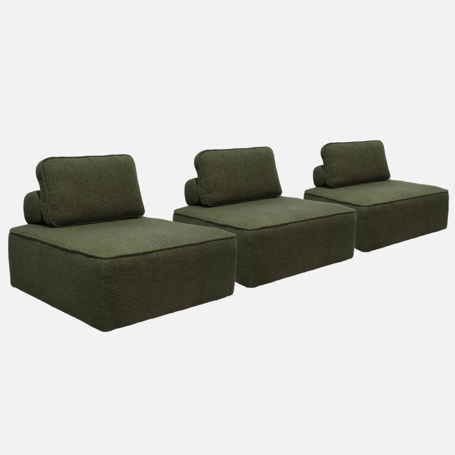 Fauteuils boucléstof 1 zitplaats (set van 3)