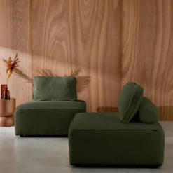 Fauteuils boucléstof 1 zitplaats (set van 2)