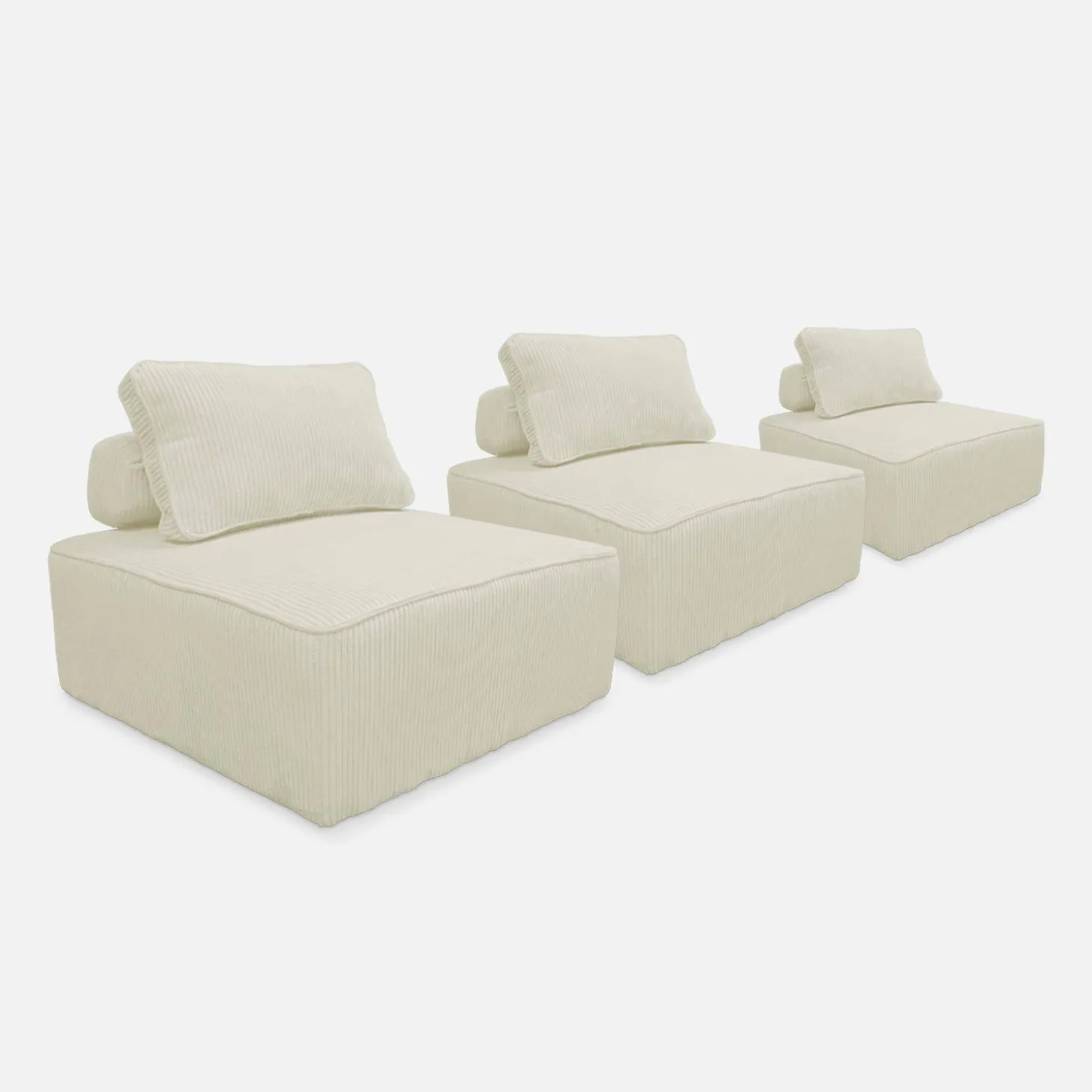 Fauteuils corduroy 1 zitplaats (set van 3)