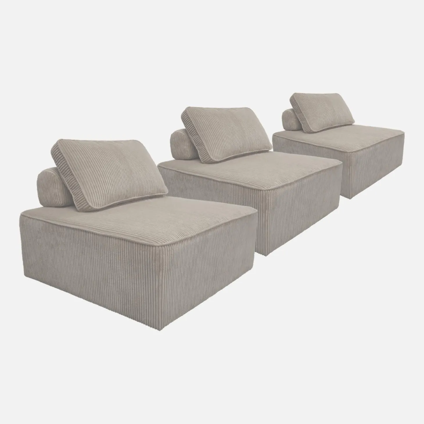 Fauteuils corduroy 1 zitplaats (set van 3)