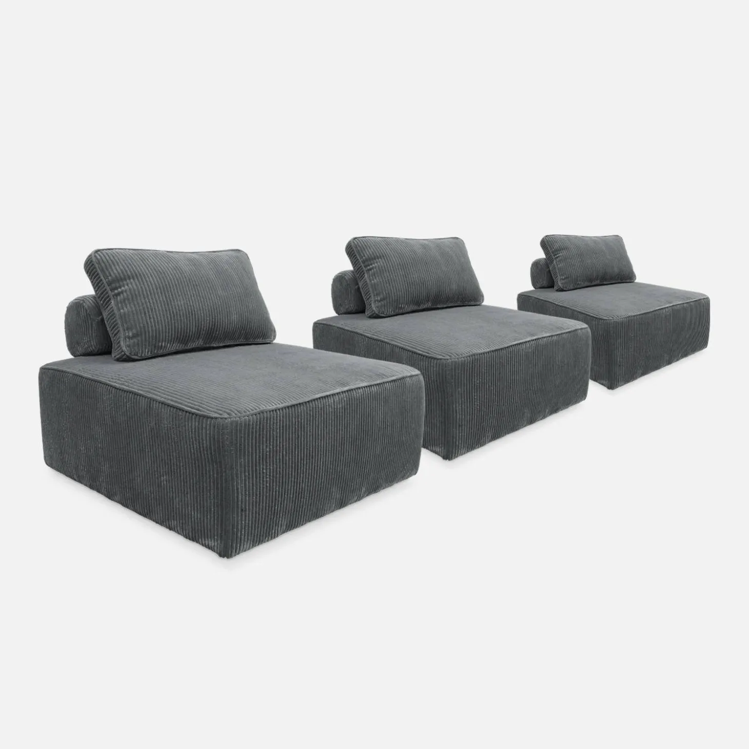 Fauteuils corduroy 1 zitplaats (set van 3)