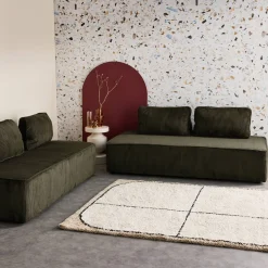 Fauteuils in corduroy 2 zitplaatsen (set van 2)