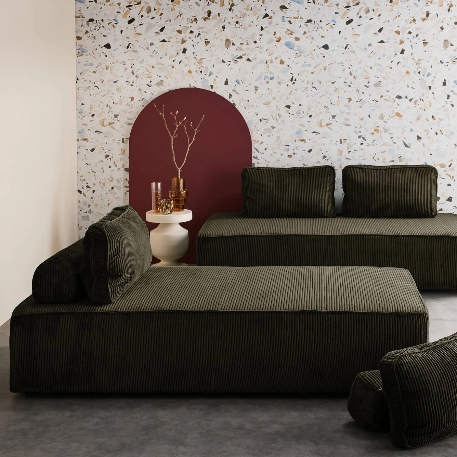 Fauteuils in corduroy 2 zitplaatsen (set van 2)