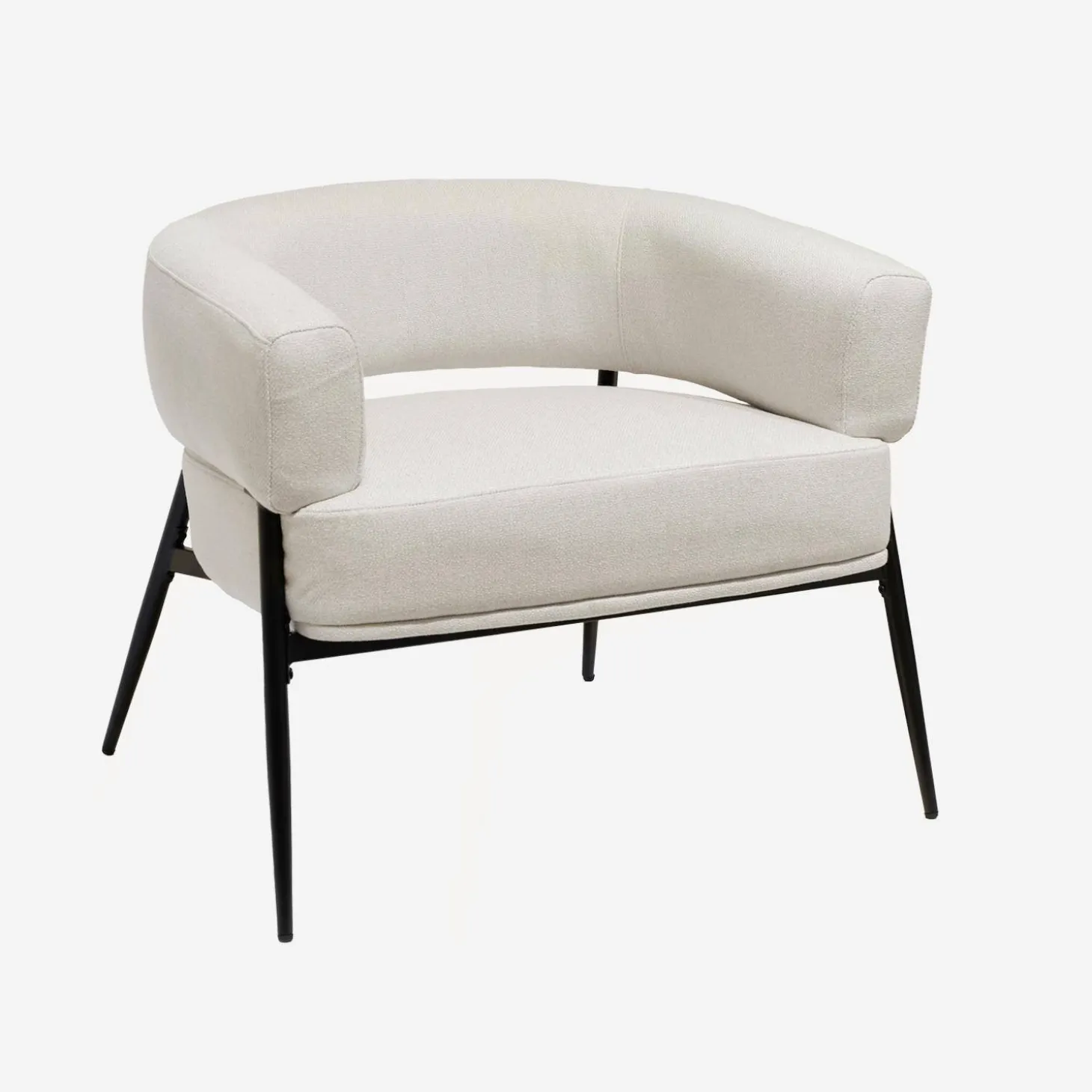 Fauteuil stof gebogen rugleuning metalen frame