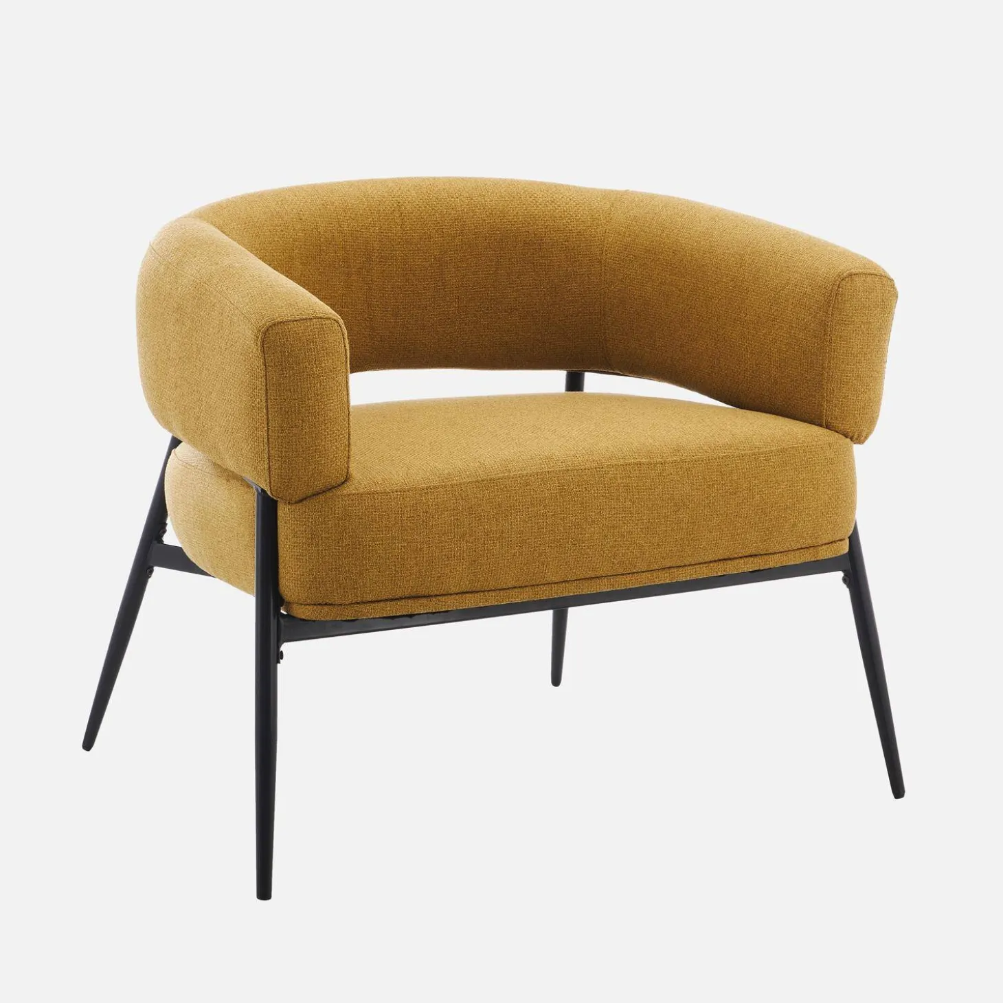 Fauteuil stof gebogen rugleuning metalen frame