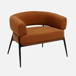 Fauteuil stof gebogen rugleuning metalen frame