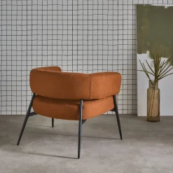 Fauteuil stof gebogen rugleuning metalen frame
