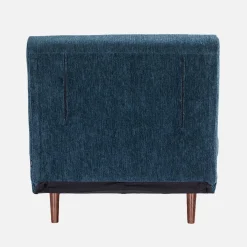 Fauteuil van chenille stof met slaapfunctie houten poten