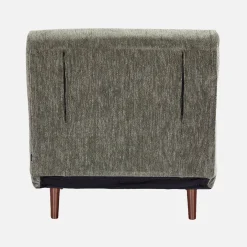 Fauteuil van chenille stof met slaapfunctie houten poten