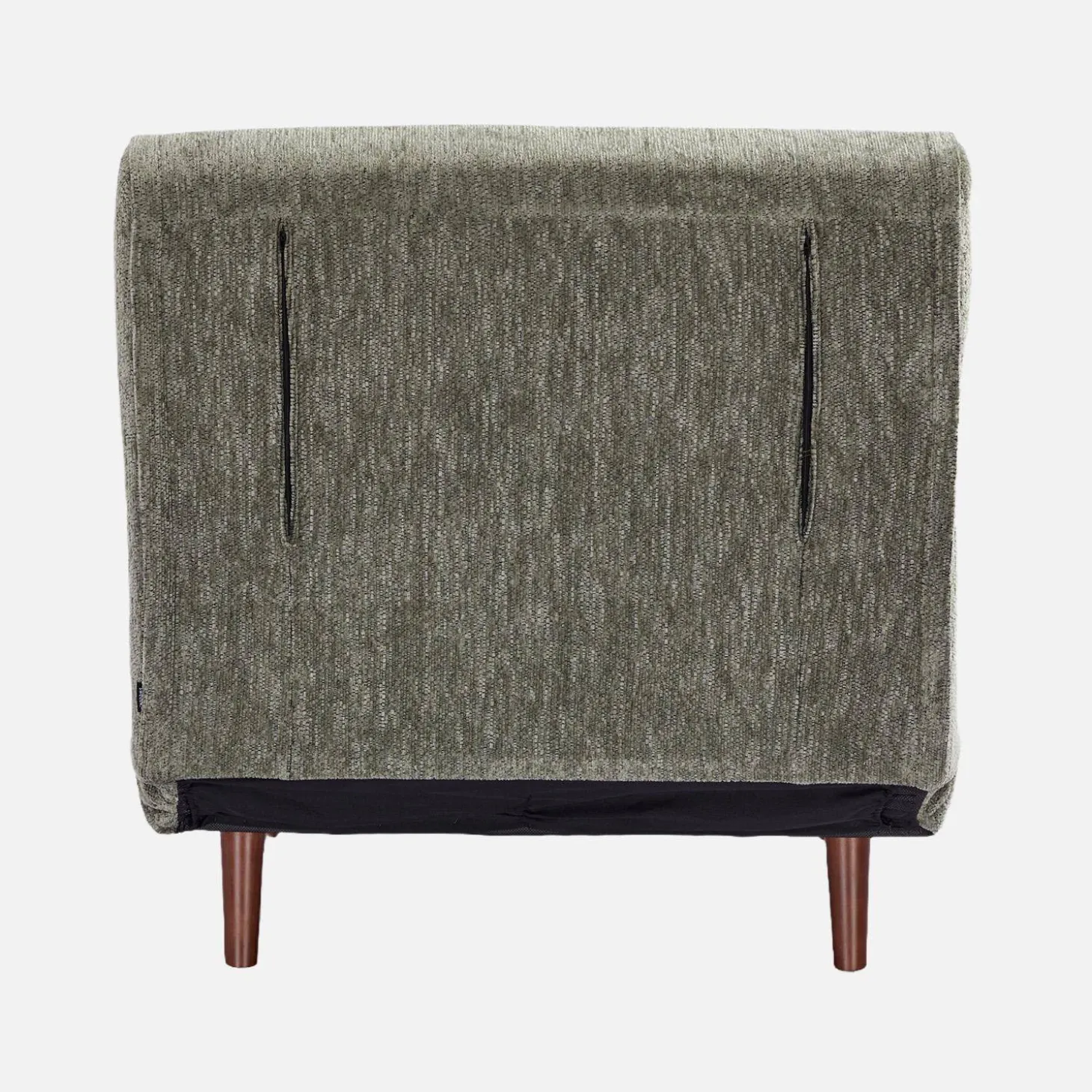 Fauteuil van chenille stof met slaapfunctie houten poten